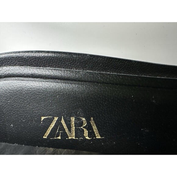 ZARA Black Leather Slingback Pointed Toe Mules Buckle Women Heels US 8 EU 39 NEW - Picture 8 of 14